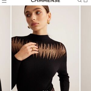 Commense Black and Brown Contrast Blouse